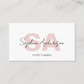 モノグラムモダンエレガントホワイトピンク 名刺 (正面)