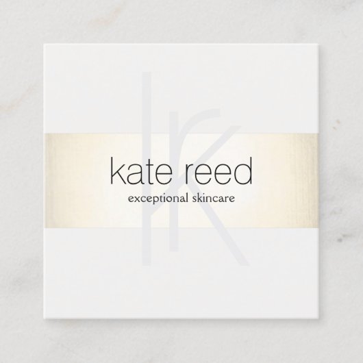 モノグラムモダンエレガント金ゴールドストライプスクエア スクエア名刺 (正面)