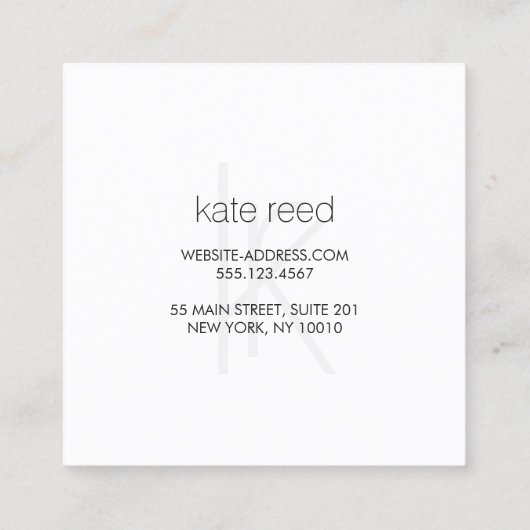 モノグラムモダンエレガント金ゴールドストライプスクエア スクエア名刺 (裏面)