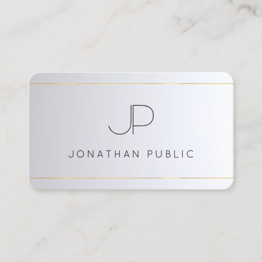 モノグラムモダンエレガント金ゴールド丸銀 名刺 (正面)