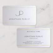 モノグラムモダンエレガント金ゴールド丸銀 名刺 (正面/裏面)