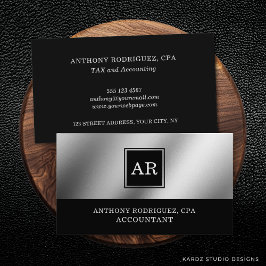 モノグラムモダンエレガント銀会計士 名刺