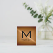 モノグラムモダンエレガント青銅ステンレス金属 スクエア名刺 (スタンド正面)