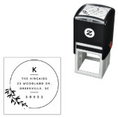 モノグラムモダンオリーブブランチリース差出人住所 セルフインキングスタンプ (インサイチュ)