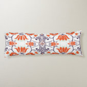 モノグラムモダンオレンジと紫のヴィンテージフローラ ボディピロー (裏面)