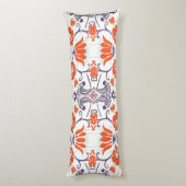 モノグラムモダンオレンジと紫のヴィンテージフローラ ボディピロー (裏面 (縦))