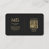 モノグラムモダンカイロプラクティックセラピストブラック金ゴールド 名刺 (裏面)