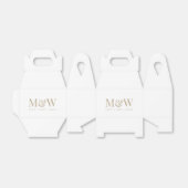 モノグラムモダンカップルの結婚金ゴールドホワイト フェイバーボックス (折り畳みなし)