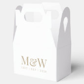 モノグラムモダンカップルの結婚金ゴールドホワイト フェイバーボックス (オープン)