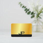 モノグラムモダンクエレガントラック金ゴールドテンプレート 名刺 (スタンド正面)