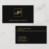 モノグラムモダンクエレガントラック金ゴールドテンプレート 名刺 (正面/裏面)