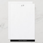 モノグラムモダンクラシックブラックパーソナル文房具 便箋 (正面/裏面)