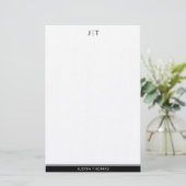 モノグラムモダンクラシックブラックパーソナル文房具 便箋 (スタンド正面)