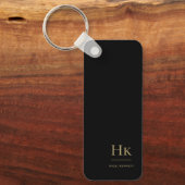 モノグラムモダンクラシックミニマリストブラック金ゴールド キーホルダー (正面)