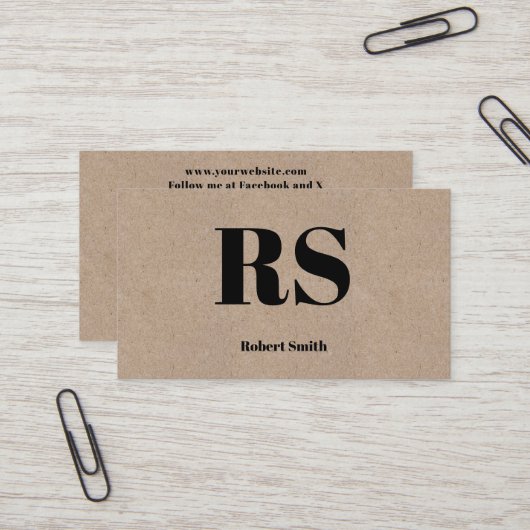 モノグラムモダンクラフト紙スタイル 名刺 (正面/裏面インサイチュ)
