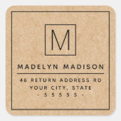 モノグラムモダンクラフト紙ルック差出人住所 スクエアシール (正面)