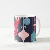 モノグラムモダンクリスマスオーナメントダークブルー コーヒーマグカップ (正面右)