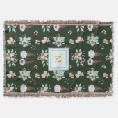 モノグラムモダンクリスマス格言とムースデザイン スローブランケット (正面)