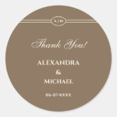 モノグラムモダンクリームトー結婚ペありがとう ラウンドシール (正面)