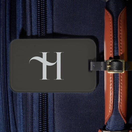 モノグラムモダングエレガントリーンオリーブカラーイニシャル ラゲッジタグ (正面インサイチュ4)