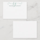 モノグラムモダングリーンスクリプトイニシャル ノートカード (正面/裏面)