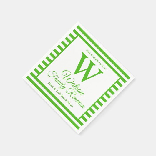 モノグラムモダングリーンストライプ懇親会 スタンダードカクテルナプキン (角)