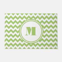 モノグラムモダングリーンストライプ ドアマット