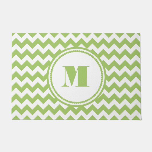 モノグラムモダングリーンストライプ ドアマット (正面)