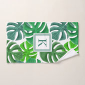 モノグラムモダングリーンパーム葉ズ バスタオルセット (ハンドタオル)