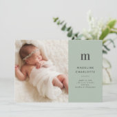 モノグラムモダングリーンフォト誕生 案内状 (スタンド正面)