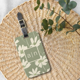 モノグラムモダングリーンフローラ ラゲッジタグ