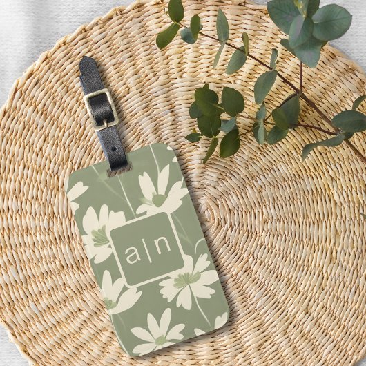 モノグラムモダングリーンフローラ ラゲッジタグ