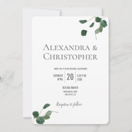 モノグラムモダングリーンユ葉ーカリ植物学 招待状