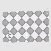 モノグラムモダングレイおよび白色磁気カスタム ゴルフタオル (横)