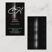 モノグラムモダングレイ白赤ビジネスカード 名刺 (正面/裏面)