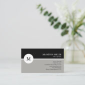 モノグラムモダングレーと黒の片面 名刺 (スタンド正面)