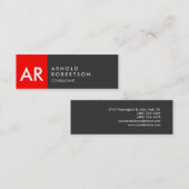 モノグラムモダングレー赤ストライプ名刺 スキニー名刺 (正面/裏面)