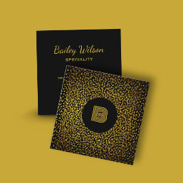 モノグラムモダンゴールデンドット黒 スクエア名刺