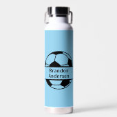 モノグラムモダンサッカー恋人ブルーブラック ウォーターボトル (正面)