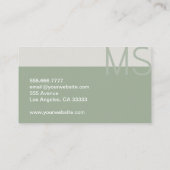 モノグラムモダンサミニマルージグリーンプロフェッショナル 名刺 (裏面)