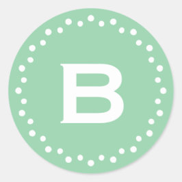 モノグラムモダンサークルドットのステッカーラベル/ミント ラウンドシール