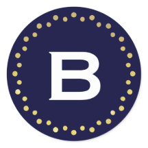 モノグラムモダンサークルドットステッカーラベル/ネイビー