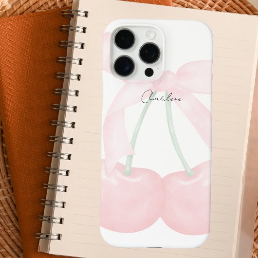 モノグラムモダンシックさくらんぼピンクボウ Case-Mate iPhoneケース