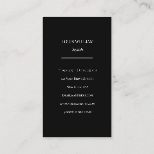 モノグラムモダンシックミニマルプロフェッショナルブラック 名刺 (裏面)