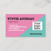 モノグラムモダンシャインピンクグリーンカスタムロゴ名 名刺 (裏面)