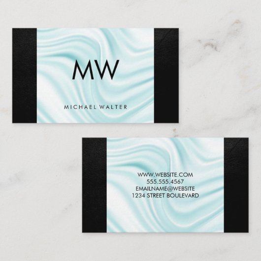 モノグラムモダンシルクドレープ |ブラックレザー 名刺 (正面/裏面)