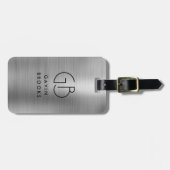 モノグラムモダンシルバーグレーブラシ仕上げ金属 ラゲッジタグ (正面横)
