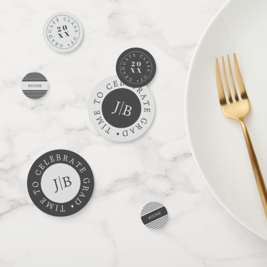 モノグラムモダンシルバーグレー卒業パーティー コンフェッティ (グループ)