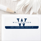 モノグラムモダンシンプルイニシャル名ダークネイビーブルー ラベル (インサイチュ)