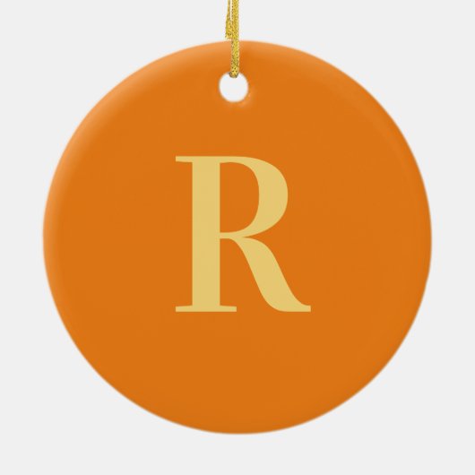 モノグラムモダンシンプルオレンジ セラミックオーナメント (裏面)